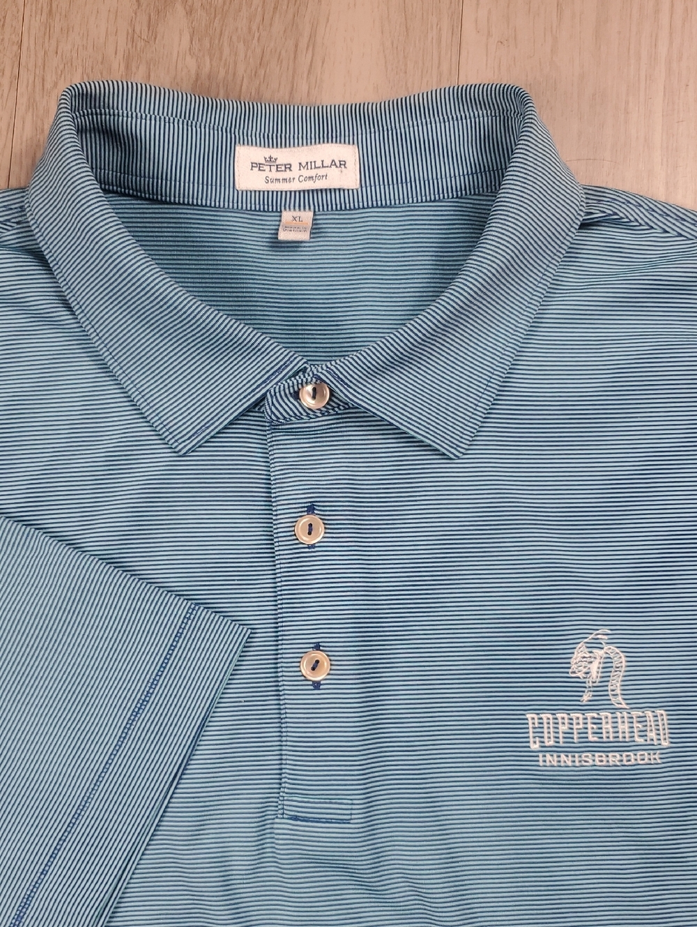 Peter Millar Summer Comfort Polo XL Blue Stripe Copperhead Innisbrook Golf Shirt